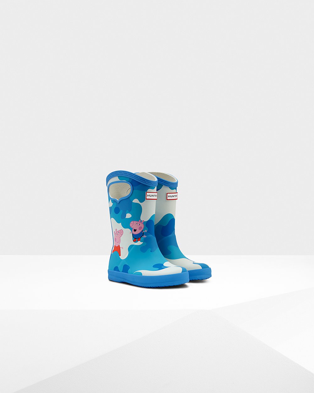 Hunter Original First Peppa Pig Grab Handle Rain Boots - Outlet Kids Blue - OXHEDG542